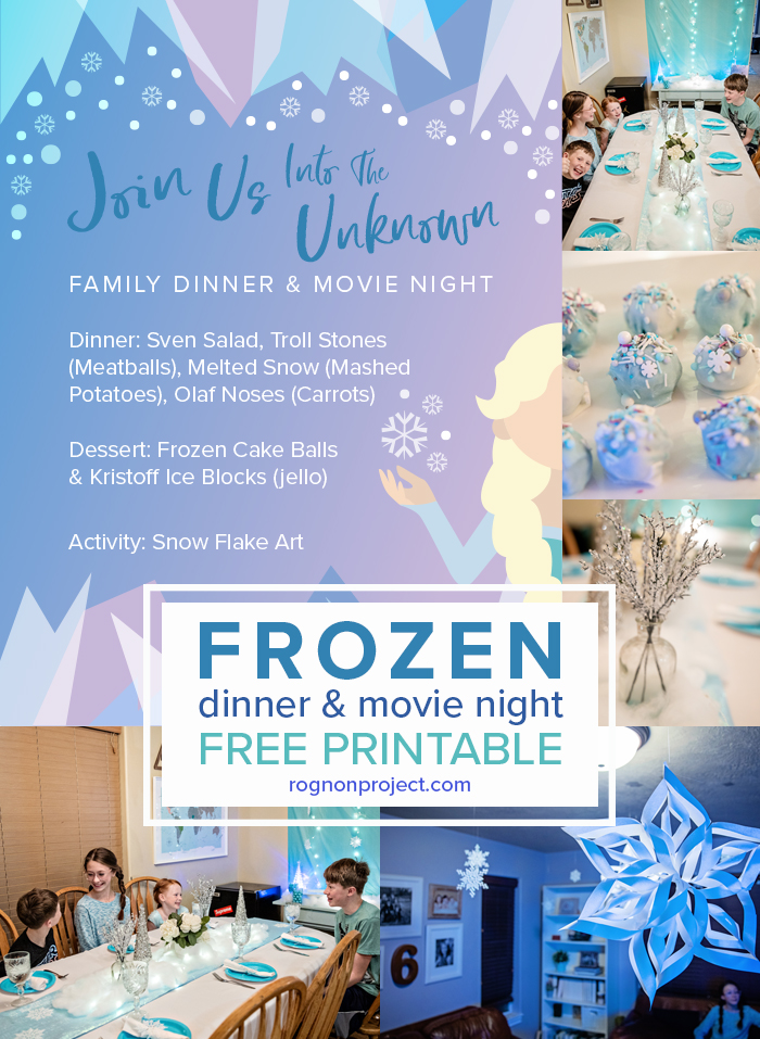 Disney Frozen Movie Night Dinner Menu