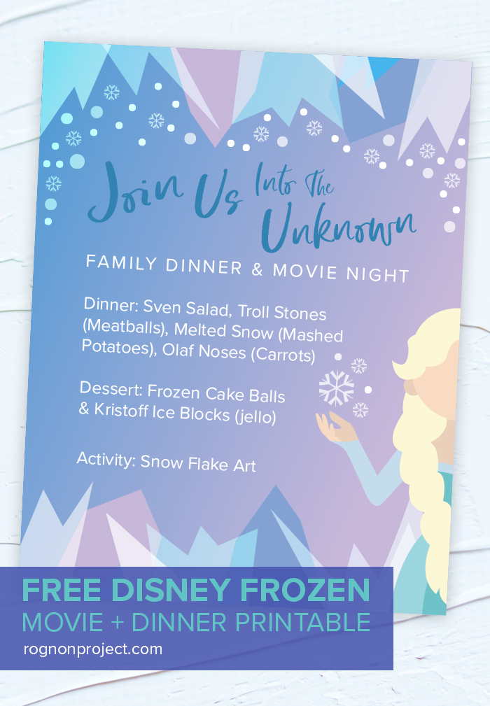 Disney Frozen Family Dinner and movie printable